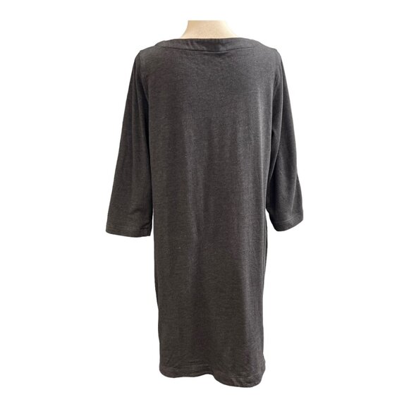 J Peterman Dress Womens L Gray Cotton Rayon Blend Midi Boxy Lagenlook Minimalist - Picture 3 of 7